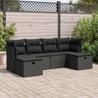Thumbnail for 6-tlg. Garten-Sofagarnitur mit Kissen Schwarz Poly Rattan