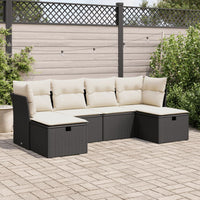 Thumbnail for 6-tlg. Garten-Sofagarnitur mit Kissen Schwarz Poly Rattan