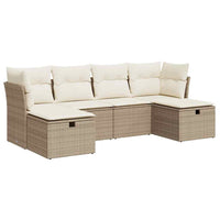 Thumbnail for 6-tlg. Garten-Sofagarnitur mit Kissen Beige Poly Rattan