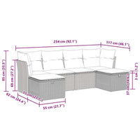 Thumbnail for 6-tlg. Garten-Sofagarnitur mit Kissen Beige Poly Rattan
