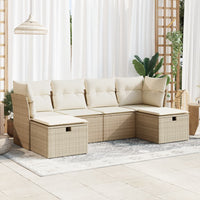 Thumbnail for 6-tlg. Garten-Sofagarnitur mit Kissen Beige Poly Rattan