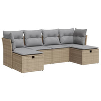 Thumbnail for 6-tlg. Garten-Sofagarnitur mit Kissen Beige Poly Rattan