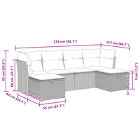 Thumbnail for 6-tlg. Garten-Sofagarnitur mit Kissen Beige Poly Rattan
