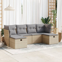 Thumbnail for 6-tlg. Garten-Sofagarnitur mit Kissen Beige Poly Rattan