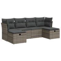 Thumbnail for 6-tlg. Garten-Sofagarnitur mit Kissen Grau Poly Rattan