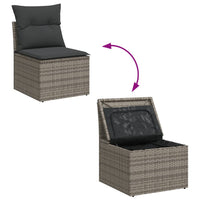 Thumbnail for 6-tlg. Garten-Sofagarnitur mit Kissen Grau Poly Rattan