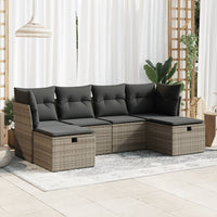 Thumbnail for 6-tlg. Garten-Sofagarnitur mit Kissen Grau Poly Rattan