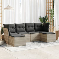 Thumbnail for 6-tlg. Garten-Sofagarnitur mit Kissen Hellgrau Poly Rattan