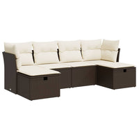 Thumbnail for 6-tlg. Garten-Sofagarnitur mit Kissen Braun Poly Rattan