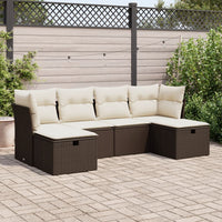 Thumbnail for 6-tlg. Garten-Sofagarnitur mit Kissen Braun Poly Rattan