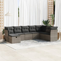 Thumbnail for 8-tlg. Garten-Sofagarnitur mit Kissen Grau Poly Rattan