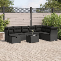 Thumbnail for 9-tlg. Garten-Sofagarnitur mit Kissen Schwarz Poly Rattan