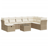 Thumbnail for 9-tlg. Garten-Sofagarnitur mit Kissen Beige Poly Rattan