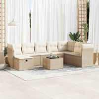 Thumbnail for 9-tlg. Garten-Sofagarnitur mit Kissen Beige Poly Rattan