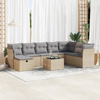 Thumbnail for 9-tlg. Garten-Sofagarnitur mit Kissen Beige Poly Rattan