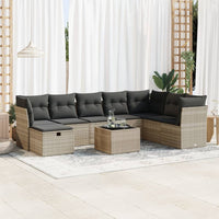 Thumbnail for 9-tlg. Garten-Sofagarnitur mit Kissen Hellgrau Poly Rattan