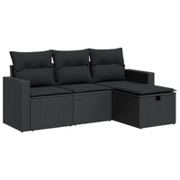 Thumbnail for 4-tlg. Garten-Sofagarnitur mit Kissen Schwarz Poly Rattan
