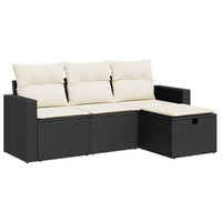 Thumbnail for 4-tlg. Garten-Sofagarnitur mit Kissen Schwarz Poly Rattan
