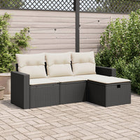 Thumbnail for 4-tlg. Garten-Sofagarnitur mit Kissen Schwarz Poly Rattan