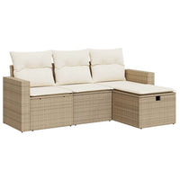 Thumbnail for 4-tlg. Garten-Sofagarnitur mit Kissen Beige Poly Rattan