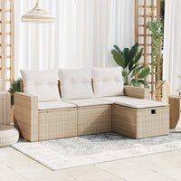Thumbnail for 4-tlg. Garten-Sofagarnitur mit Kissen Beige Poly Rattan