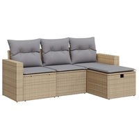 Thumbnail for 4-tlg. Garten-Sofagarnitur mit Kissen Beige Poly Rattan
