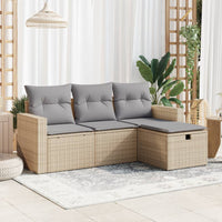 Thumbnail for 4-tlg. Garten-Sofagarnitur mit Kissen Beige Poly Rattan
