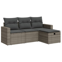 Thumbnail for 4-tlg. Garten-Sofagarnitur mit Kissen Grau Poly Rattan