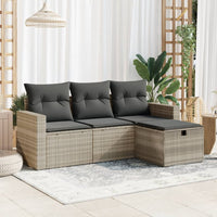 Thumbnail for 4-tlg. Garten-Sofagarnitur mit Kissen Hellgrau Poly Rattan