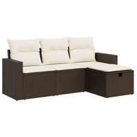 Thumbnail for 4-tlg. Garten-Sofagarnitur mit Kissen Braun Poly Rattan