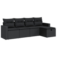 Thumbnail for 5-tlg. Garten-Sofagarnitur mit Kissen Schwarz Poly Rattan