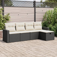 Thumbnail for 5-tlg. Garten-Sofagarnitur mit Kissen Schwarz Poly Rattan