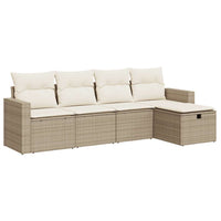 Thumbnail for 5-tlg. Garten-Sofagarnitur mit Kissen Beige Poly Rattan