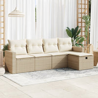 Thumbnail for 5-tlg. Garten-Sofagarnitur mit Kissen Beige Poly Rattan