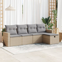Thumbnail for 5-tlg. Garten-Sofagarnitur mit Kissen Beige Poly Rattan