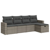 Thumbnail for 5-tlg. Garten-Sofagarnitur mit Kissen Grau Poly Rattan