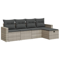 Thumbnail for 5-tlg. Garten-Sofagarnitur mit Kissen Hellgrau Poly Rattan