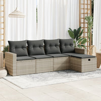 Thumbnail for 5-tlg. Garten-Sofagarnitur mit Kissen Hellgrau Poly Rattan