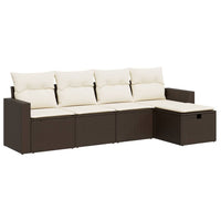 Thumbnail for 5-tlg. Garten-Sofagarnitur mit Kissen Braun Poly Rattan