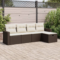 Thumbnail for 5-tlg. Garten-Sofagarnitur mit Kissen Braun Poly Rattan