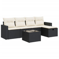 Thumbnail for 6-tlg. Garten-Sofagarnitur mit Kissen Schwarz Poly Rattan