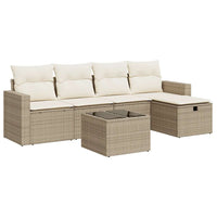 Thumbnail for 6-tlg. Garten-Sofagarnitur mit Kissen Beige Poly Rattan