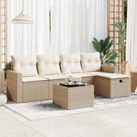 Thumbnail for 6-tlg. Garten-Sofagarnitur mit Kissen Beige Poly Rattan