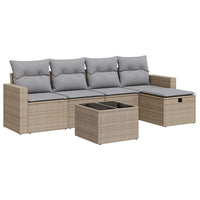 Thumbnail for 6-tlg. Garten-Sofagarnitur mit Kissen Beige Poly Rattan
