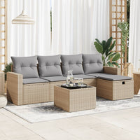 Thumbnail for 6-tlg. Garten-Sofagarnitur mit Kissen Beige Poly Rattan
