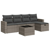 Thumbnail for 6-tlg. Garten-Sofagarnitur mit Kissen Grau Poly Rattan