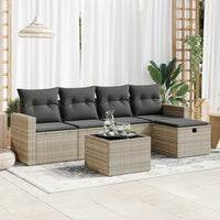 Thumbnail for 6-tlg. Garten-Sofagarnitur mit Kissen Hellgrau Poly Rattan