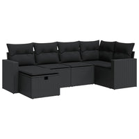 Thumbnail for 6-tlg. Garten-Sofagarnitur mit Kissen Schwarz Poly Rattan