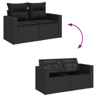 Thumbnail for 6-tlg. Garten-Sofagarnitur mit Kissen Schwarz Poly Rattan
