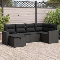 Thumbnail for 6-tlg. Garten-Sofagarnitur mit Kissen Schwarz Poly Rattan